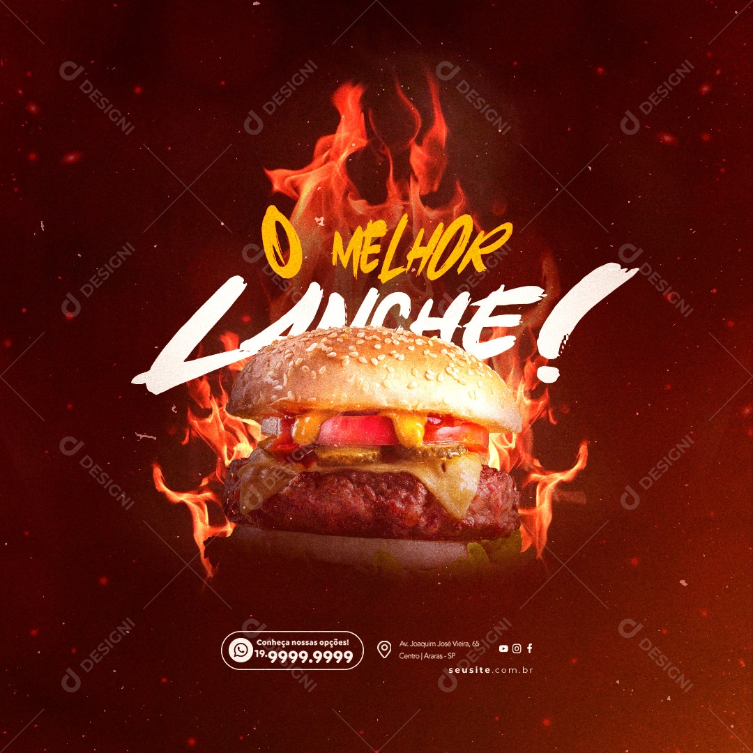 O Melhor Lanche Hamburgueria Social Media PSD Editável