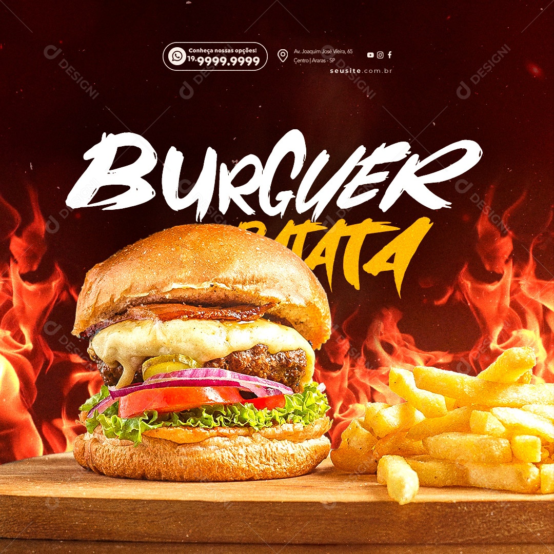 Burguer Batata Hamburgueria Social Media PSD Editável