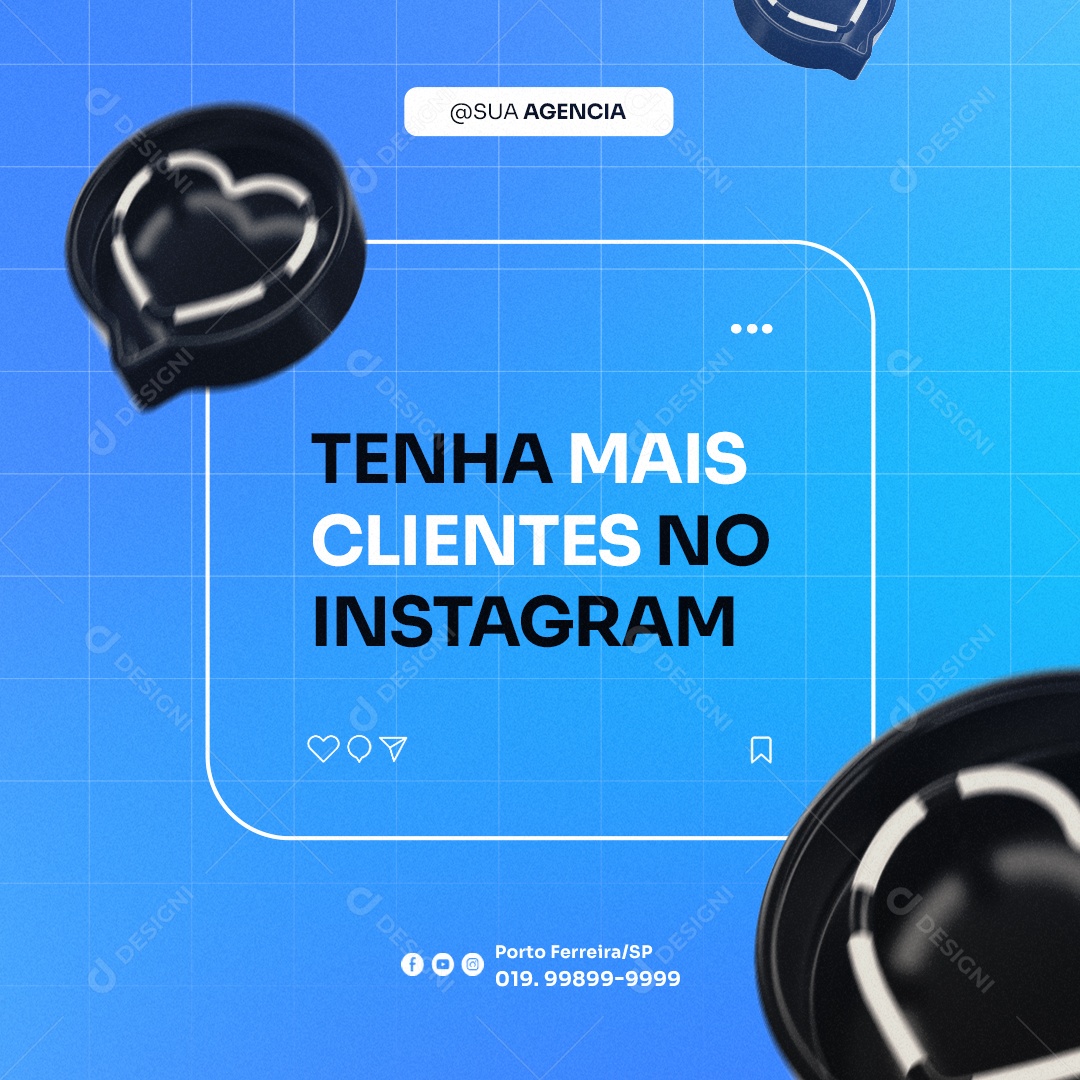 Tenha Mais Clientes No Instagram Marketing Digital Social Medi PSD Editável