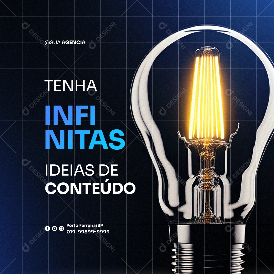 Tenha Infinitas Ideias De Conteúdo Marketing Digital Social Media PSD Editável