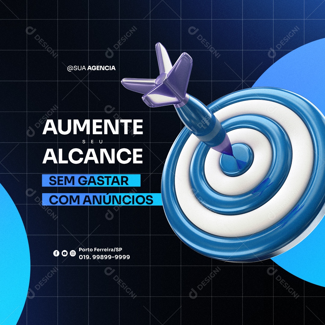 Aumente Seu Alcance Sem Gastar Com Anúncios Marketing Digital Social Media PSD Editável