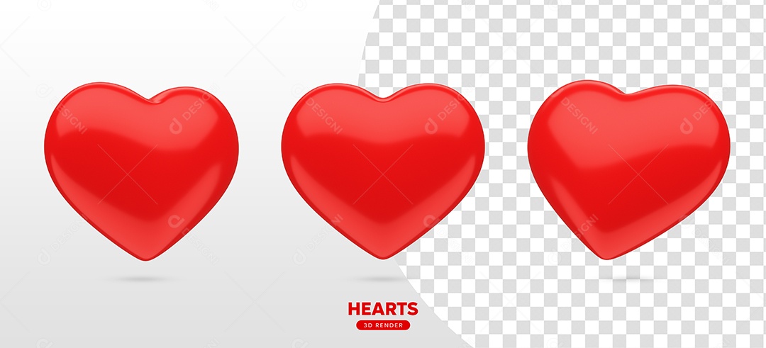 Elemento 3D Coração Vermelho Para Composição PSD