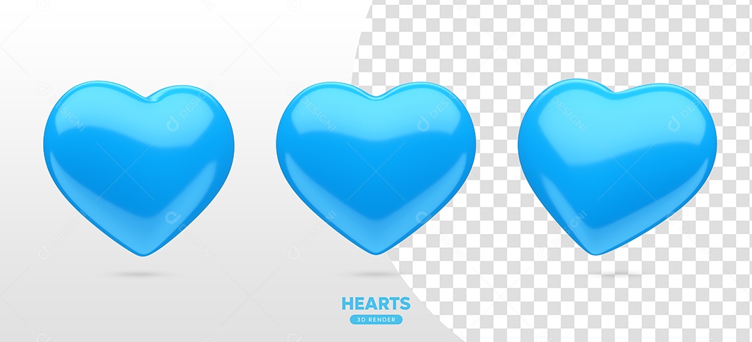 Elemento 3D Coração Azul Claro Para Composição PSD