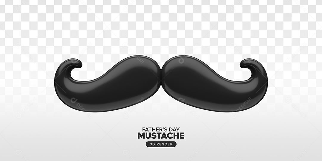 Elemento 3D Bigode Preto Mustache Para Composição PSD