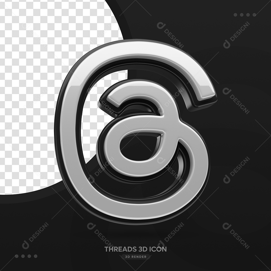 Ícone 3D Rede Social Thread Para Composição PSD