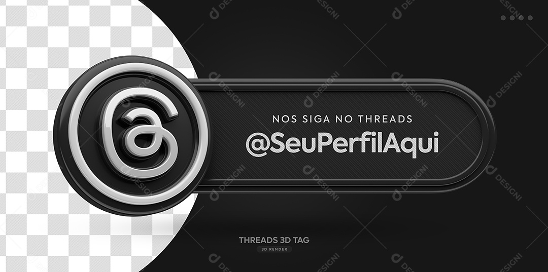 Elemento 3D Tag De Perfil Thread Para Composição PSD