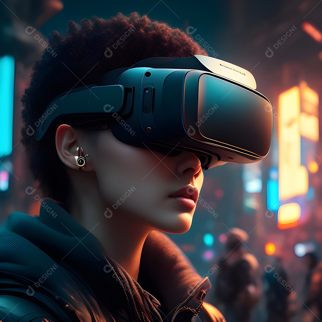 As pessoas da Futurista Exploração usam tecnologia de óculos VR