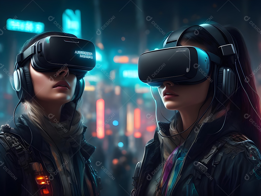 As pessoas da Futurista Exploração usam tecnologia de óculos VR