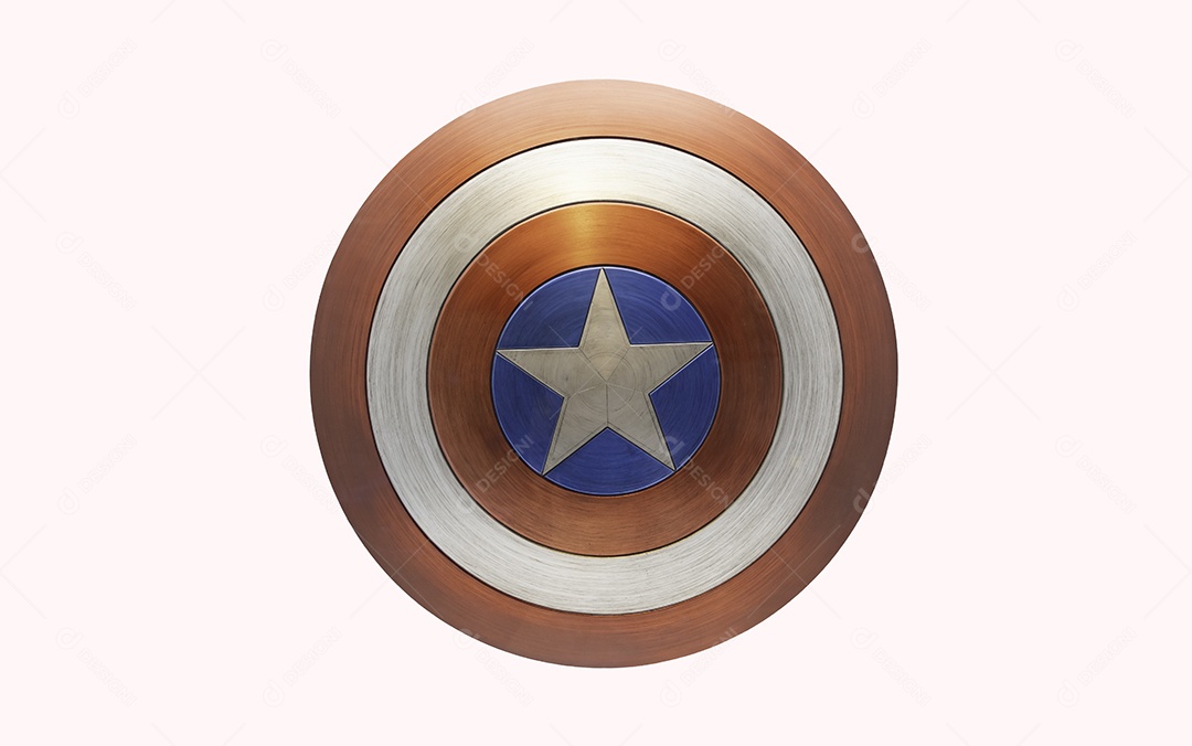 O famoso escudo do Capitão América - ilustração 3D