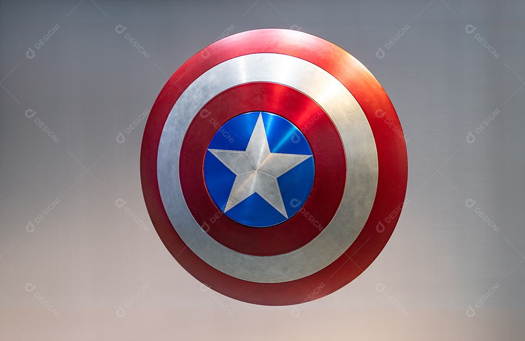O famoso escudo do Capitão América - ilustração 3D