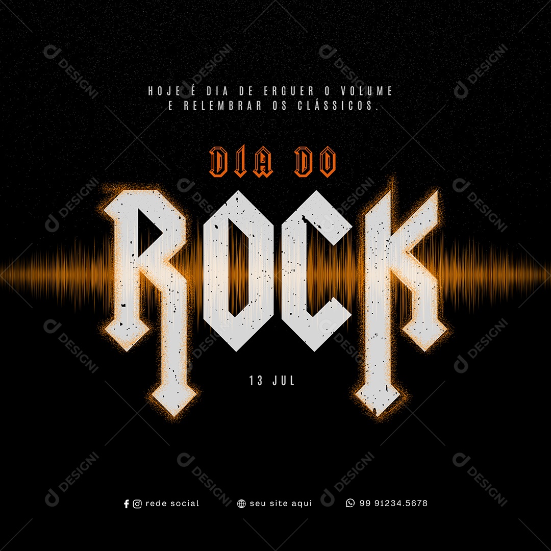 Social Media Dia do Rock 13 de Julho PSD Editável