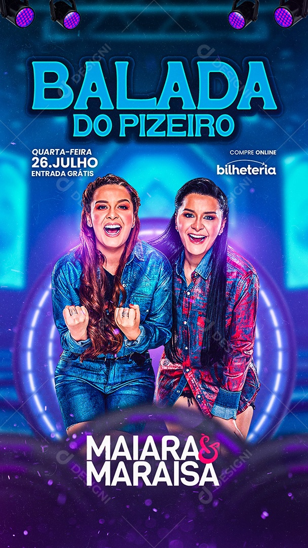 Story Balada Do Pizeiro Flyer Maiara & Maraisa Social Media PSD Editável