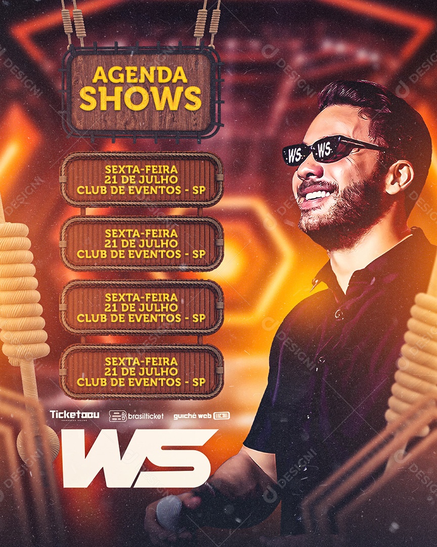 Agenda Shows Flyer Wesley Safadão Social Media PSD Editável