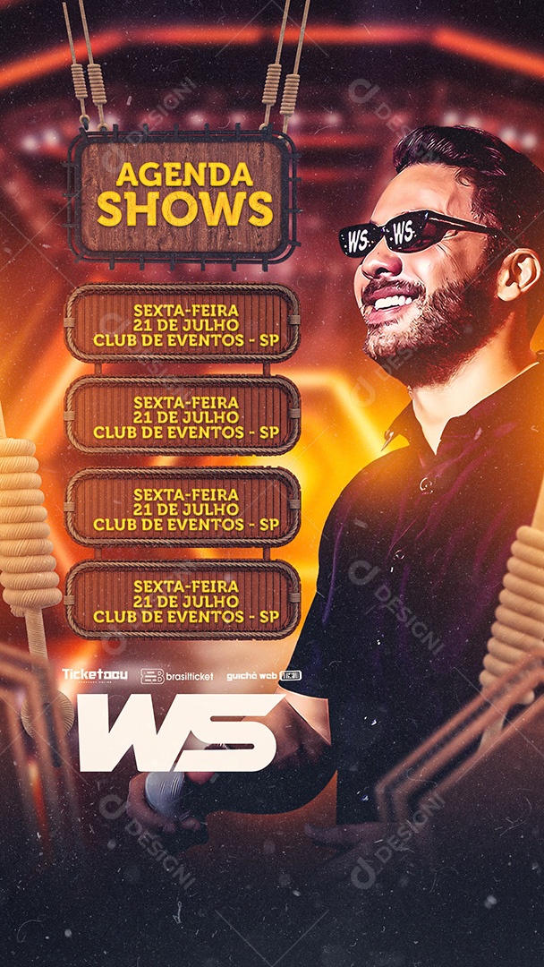 Story Agenda Shows Flyer Wesley Safadão Social Media PSD Editável