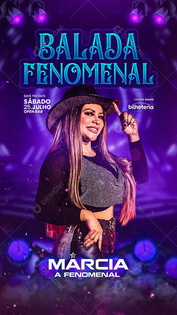 Story Balada Fenomenal Flyer Marcia A Fenomenal Social Media PSD Editável