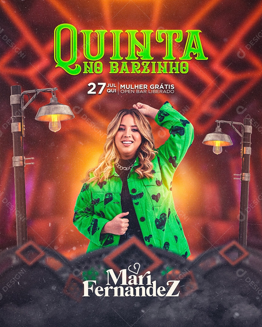Quinta No Barzinho Flyer Mari Fernandez Social Media PSD Editável