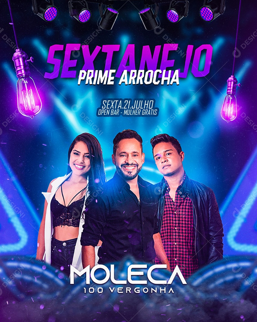 Sextanejo Prime Arrocha Flyer Moleca 100 Vergonha Social Media PSD Editável