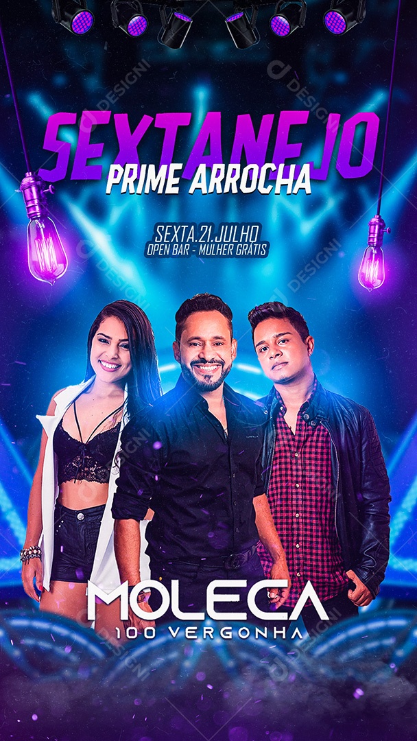 Story Sextanejo Prime Arrocha Flyer Moleca 100 Vergonha Social Media PSD Editável