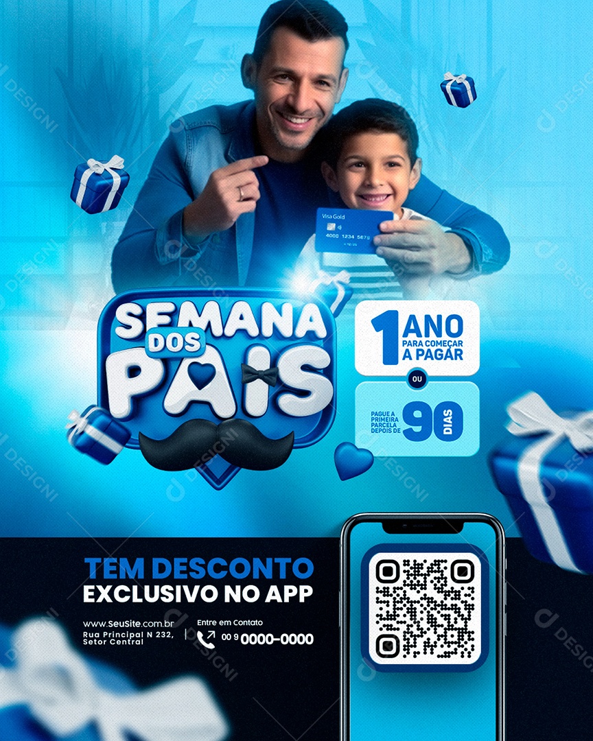 Campanha Publicitária Do Dia Dos Pais Tem Desconto Exclusivo No App Social Media PSD Editável