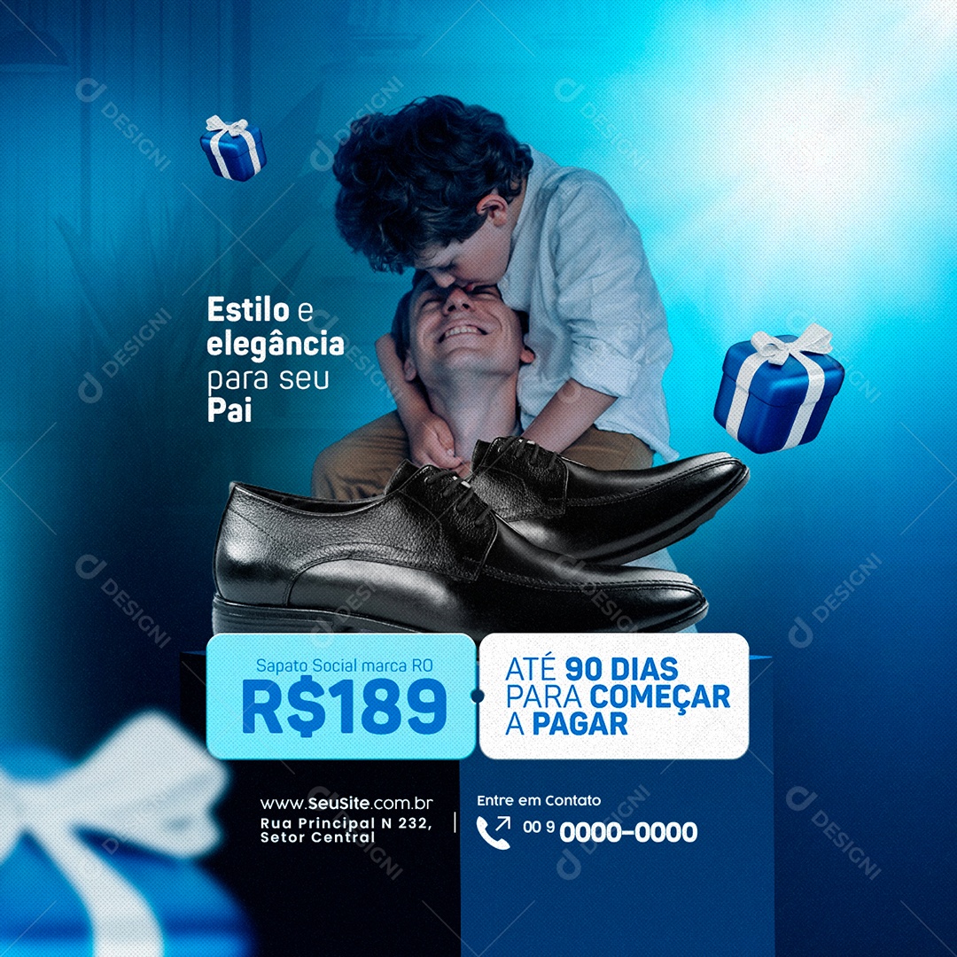 Campanha Publicitária Do Dia Dos Pais Estilo E Elegância Para Seu Pai Social Media PSD Editável