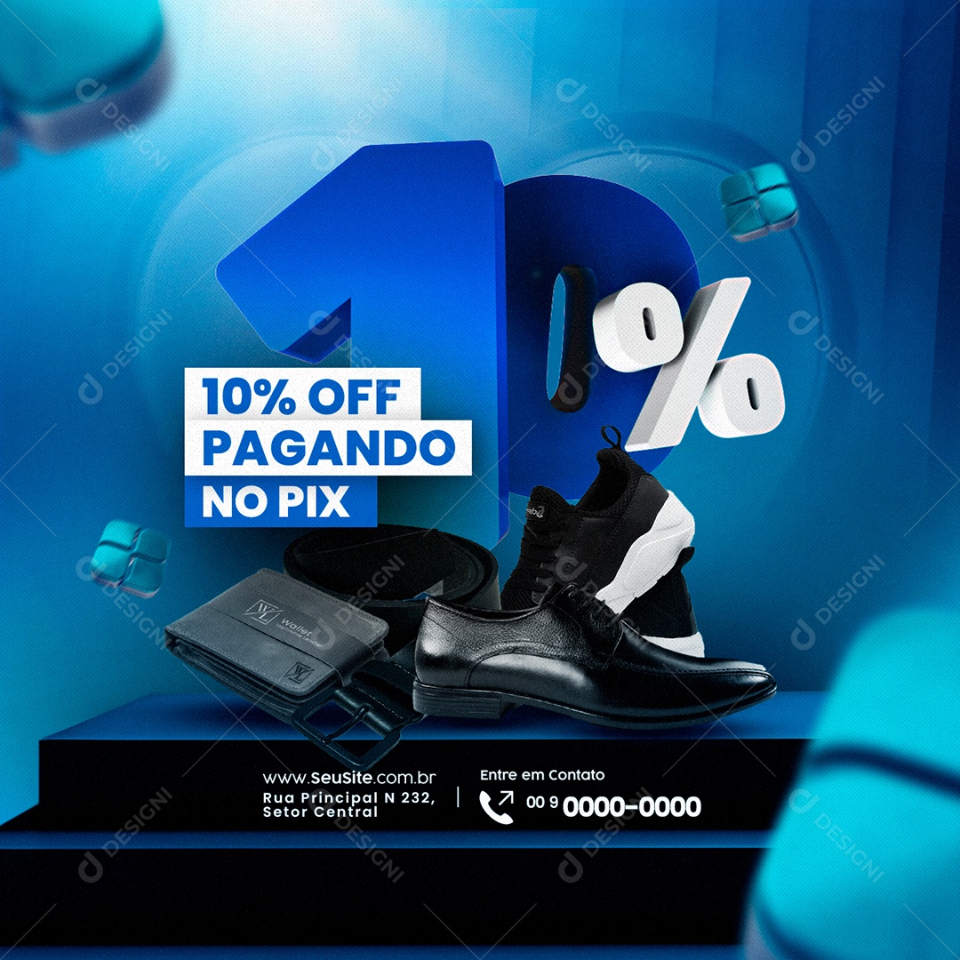 Campanha Publicitária Do Dia Dos Pais 10% Off Pagando No Pix Social Media PSD Editável