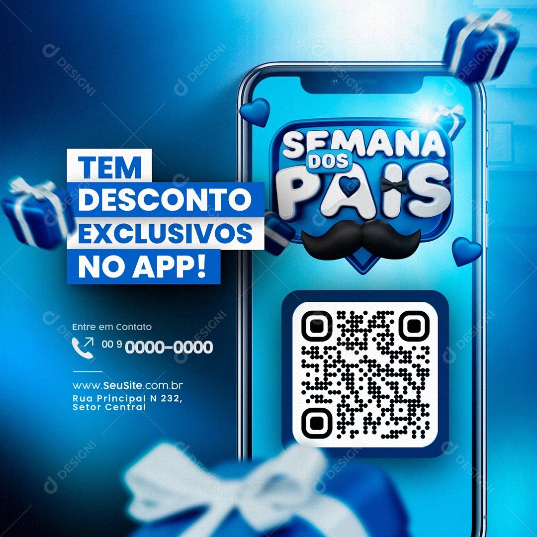 Campanha Publicitária Do Dia Dos Pais Tem Descontos Exclusivos No App Social Media PSD Editável