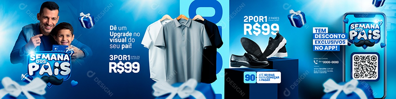 Campanha Publicitária Do Dia Dos Pais Carrossel Social Media PSD Editável