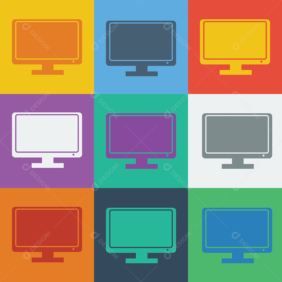 Conjunto De Monitor Ilustração Vetor EPS