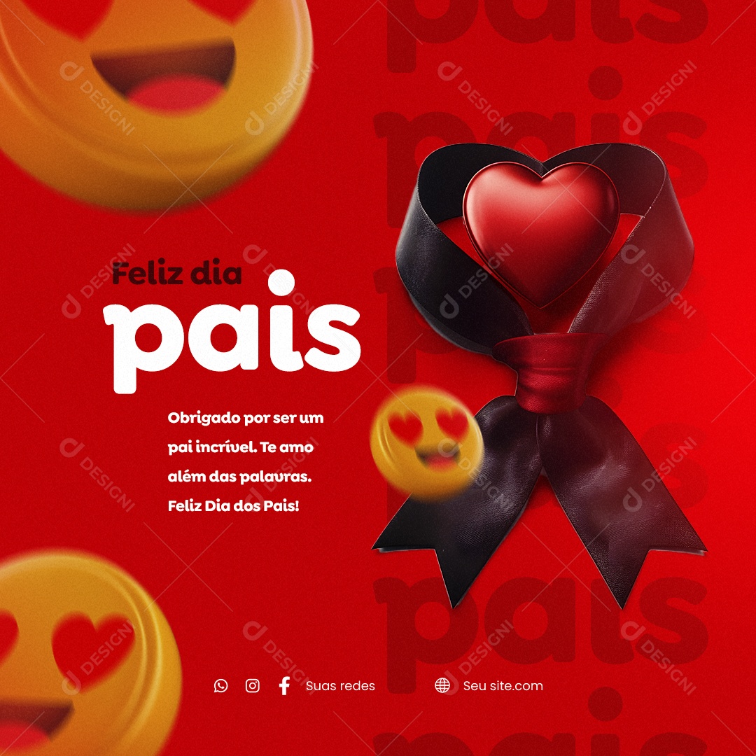 Obrigado Por Ser Um Pai Incrível Feliz Dia Dos Pais 13 De Agosto Social Media PSD Editável