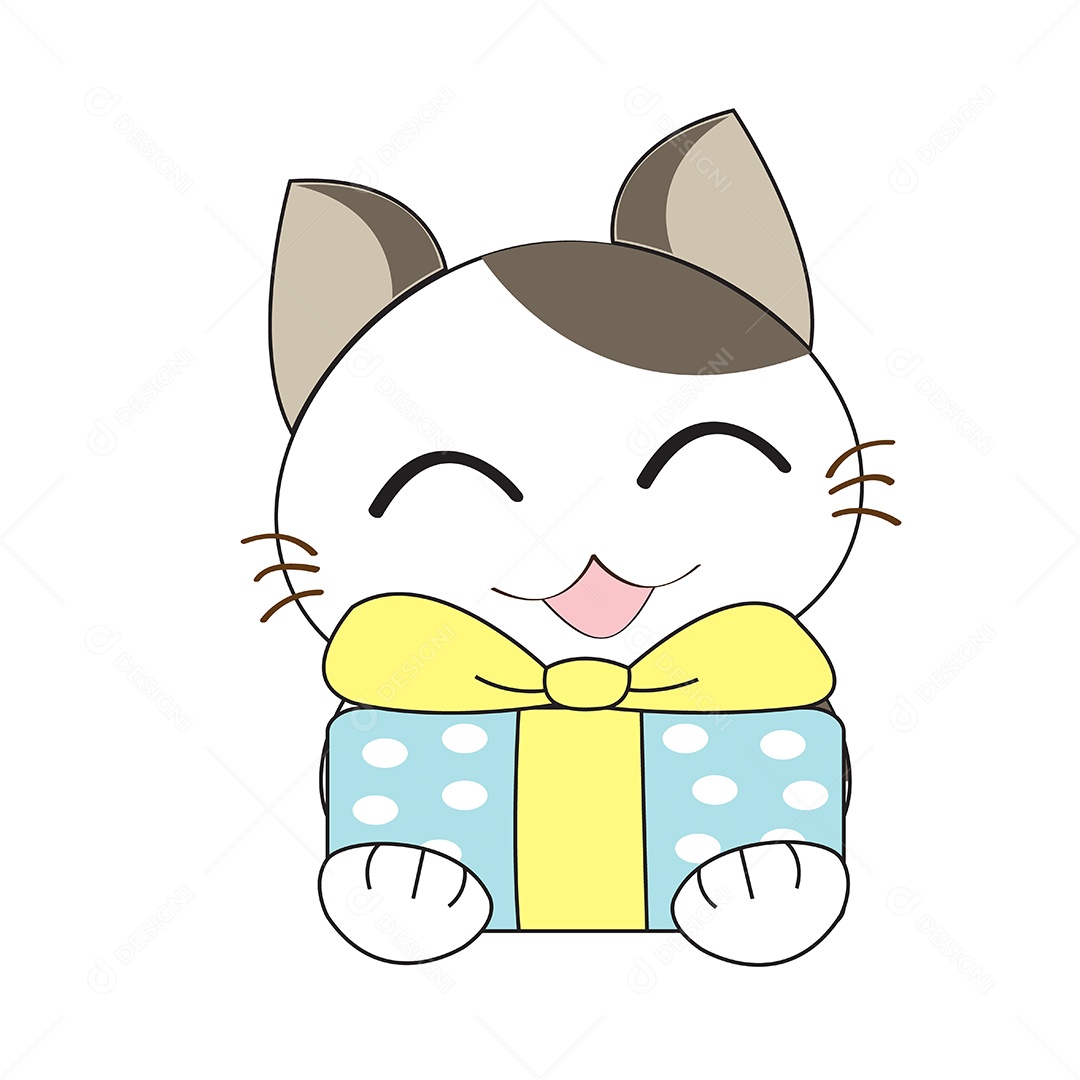 Gato Fofo Com Expressões Personagem Ilustração Vetor EPS