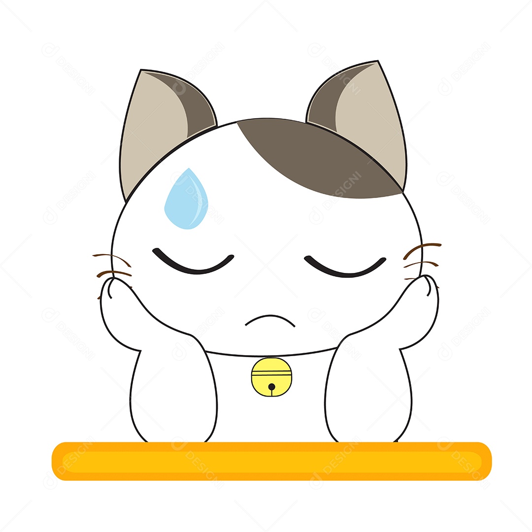 Gato Fofo Com Expressões Personagem Ilustração Vetor EPS