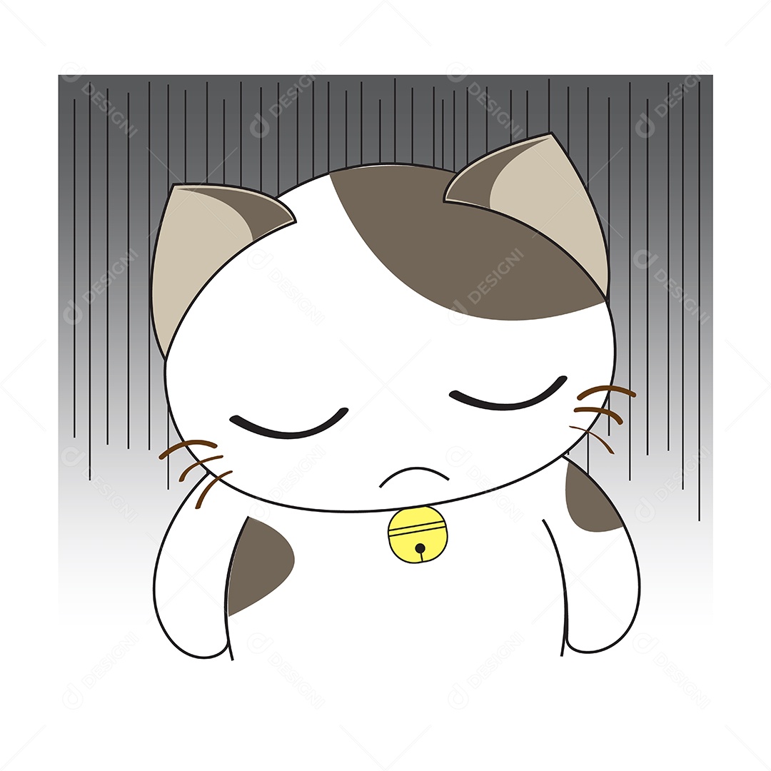 Gato Fofo Com Expressões Personagem Ilustração Vetor EPS