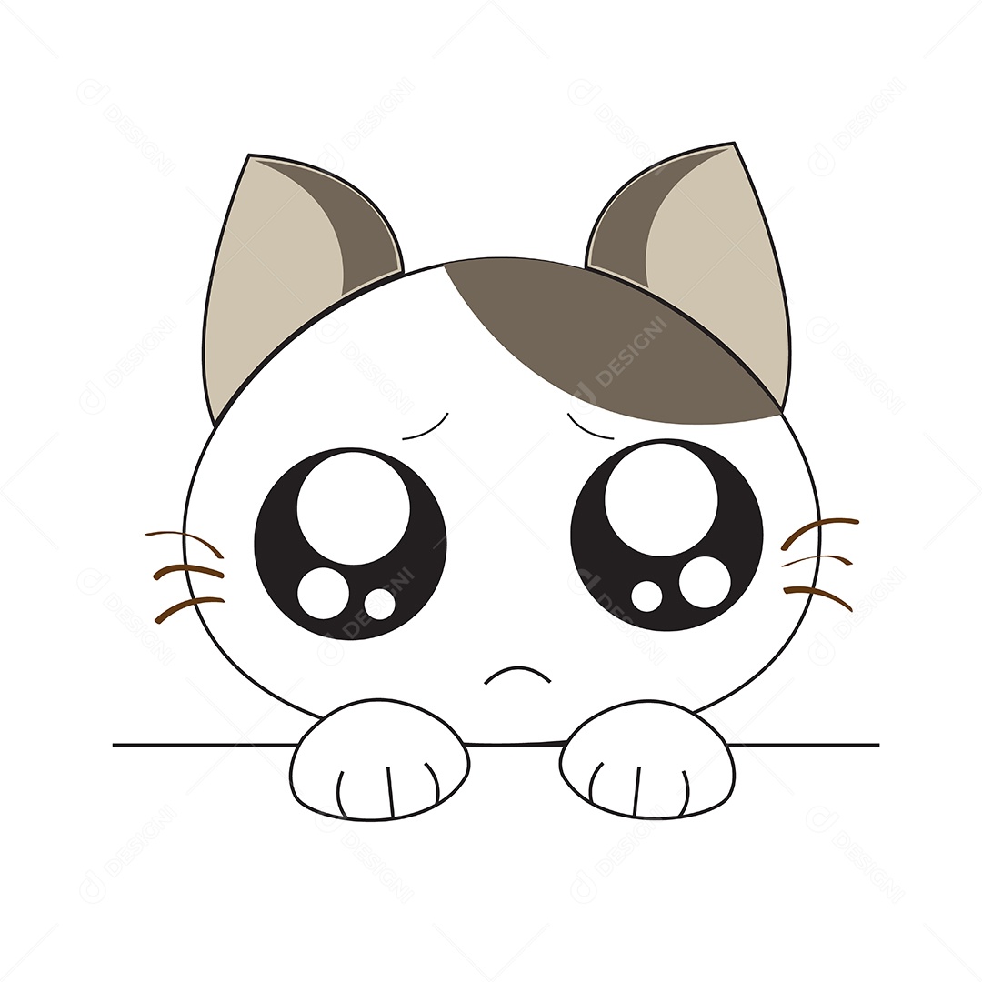 Gato Fofo Com Expressões Personagem Ilustração Vetor EPS