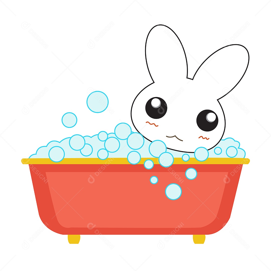 Coelhinha De Vestido Rosa Tomando Banho Ilustração Vetor EPS