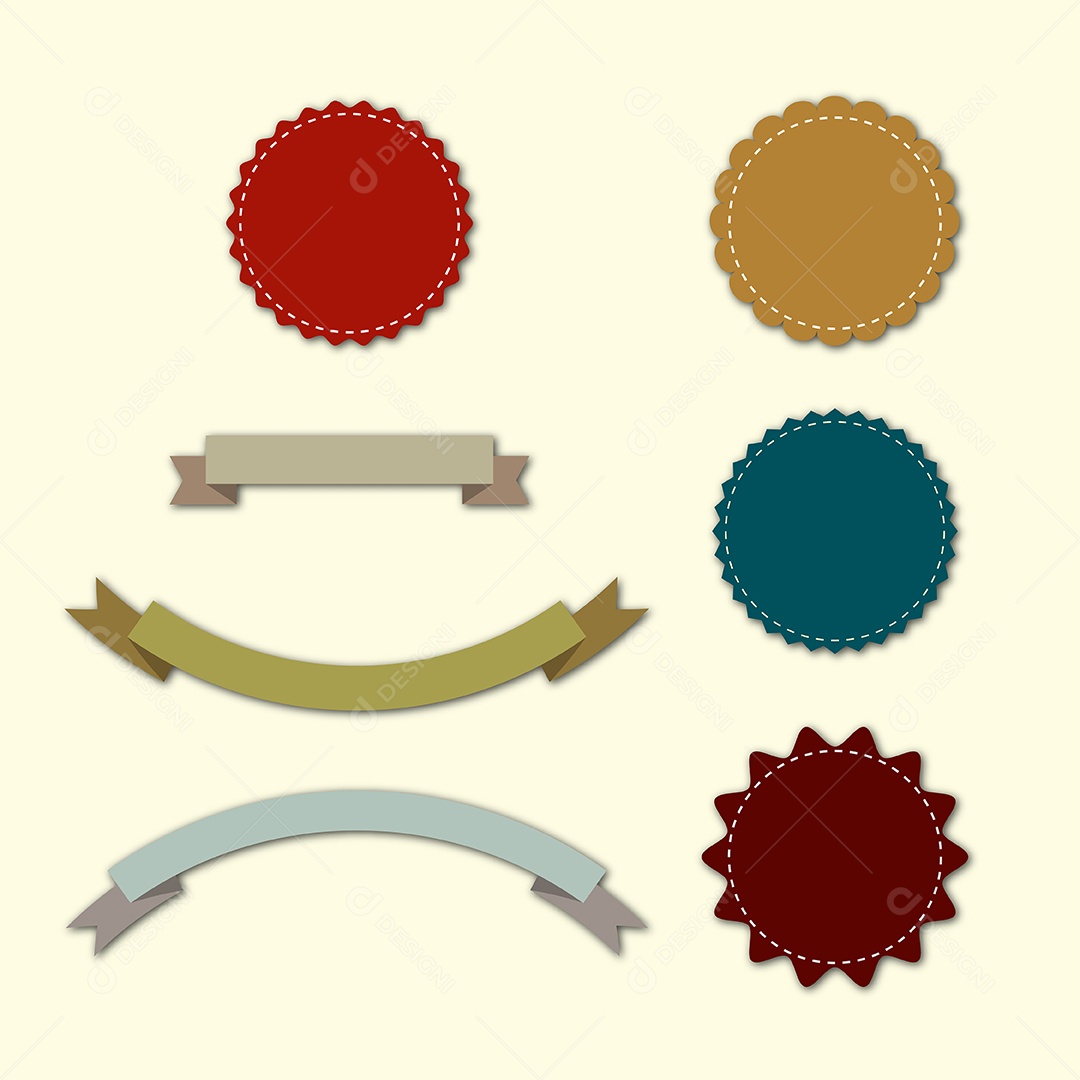 Conjuntos De Rótulos Com Fitas Ilustração Vetor EPS