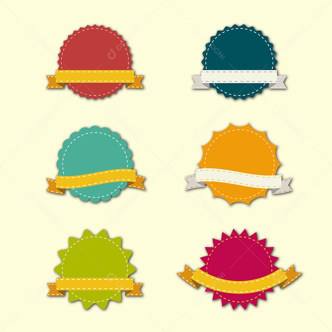 Conjuntos De Rótulos Com Fitas Ilustração Vetor EPS