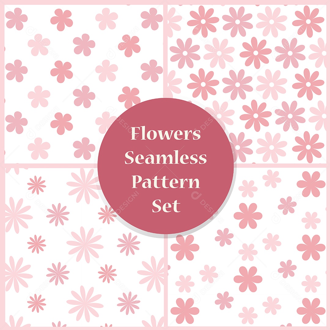 Conjuntos De Padrões De Flores Ilustração Vetor EPS