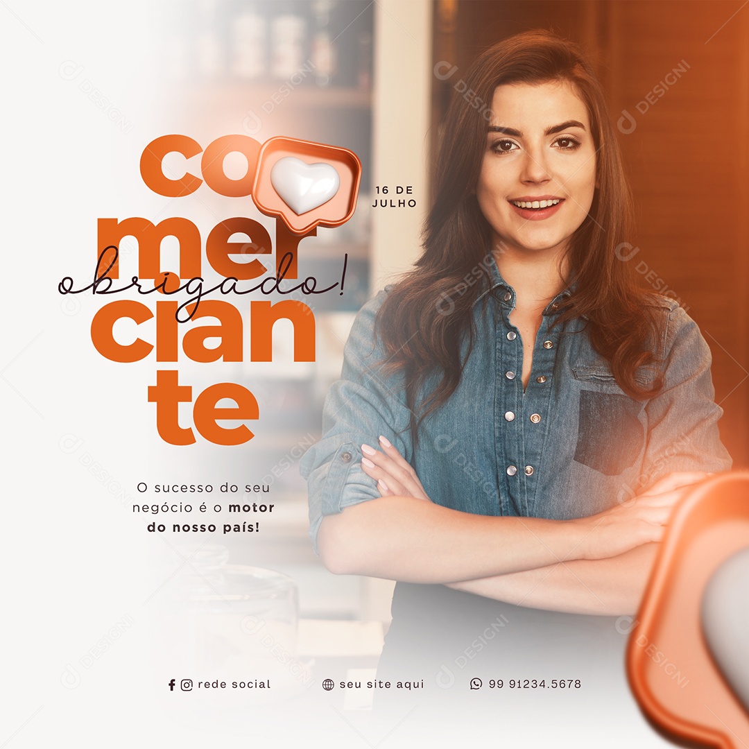 Obrigado Comerciante o Motor Do Nosso País Social Media PSD Editável