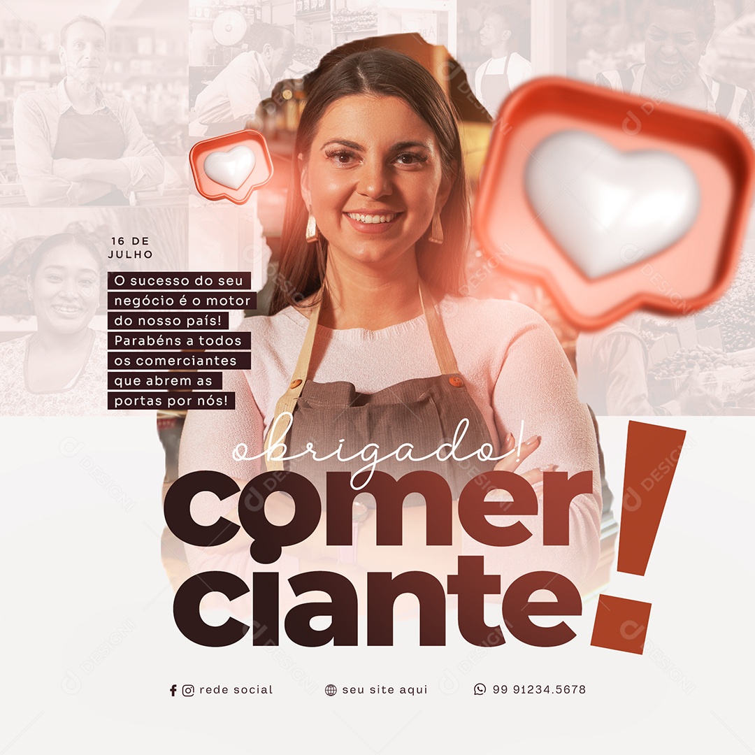 Social Media 16 De Julho Dia Do Comerciante PSD Editável