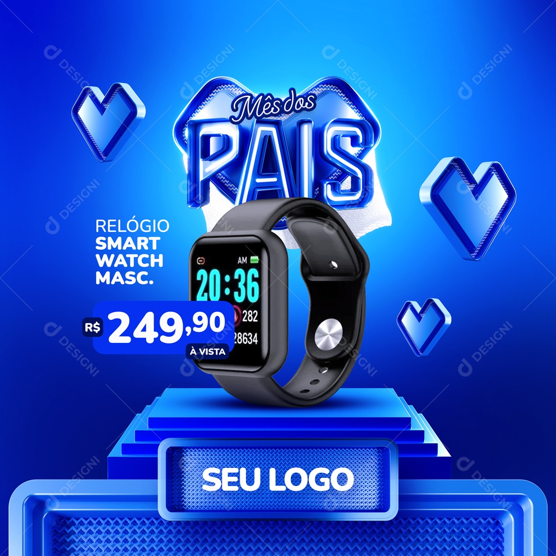 Mês Dos Pais Relógio Smart Watch Social Media PSD Editável
