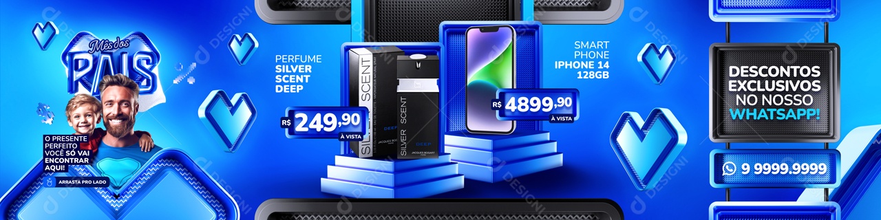 Social Media Carrossel Mês Dos Pais o Presente Perfeito Só Encontra Aqui PSD Editável