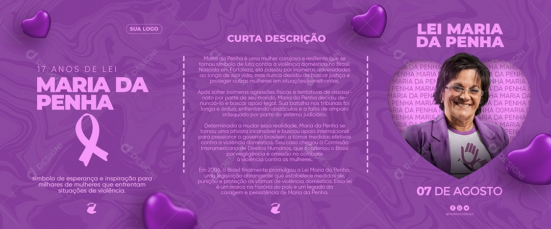 Carrossel Lei Maria Da Penha 07 De Agosto Social Media PSD Editável