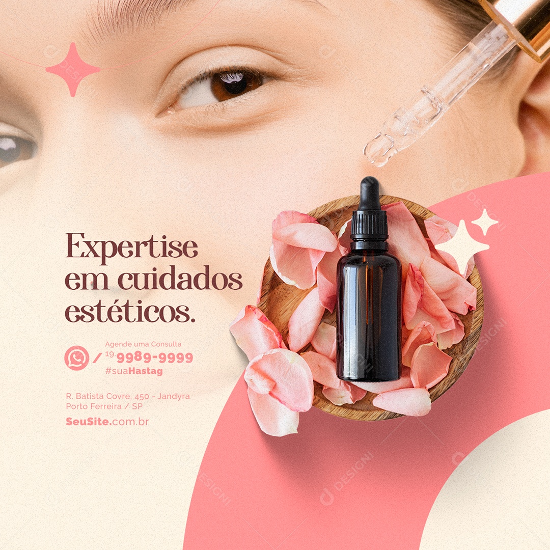 Clínica Estética Expertise Em Cuidados Estéticos Social Media PSD Editável