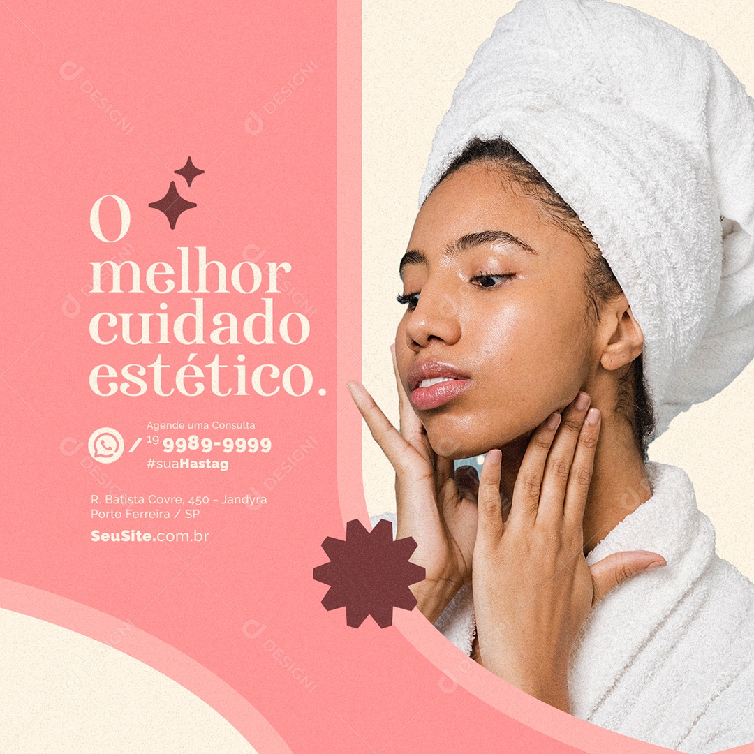 O Melhor Cuidado Estético Clínica Estética Social Media PSD Editável