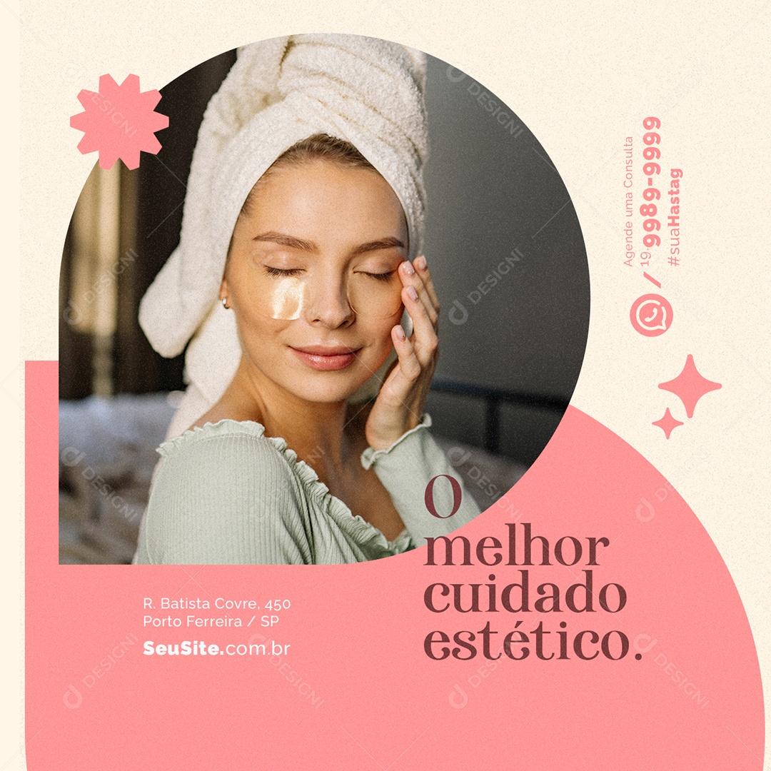 O Melhor Cuidado Estético Clínica Estética Social Media PSD Editável