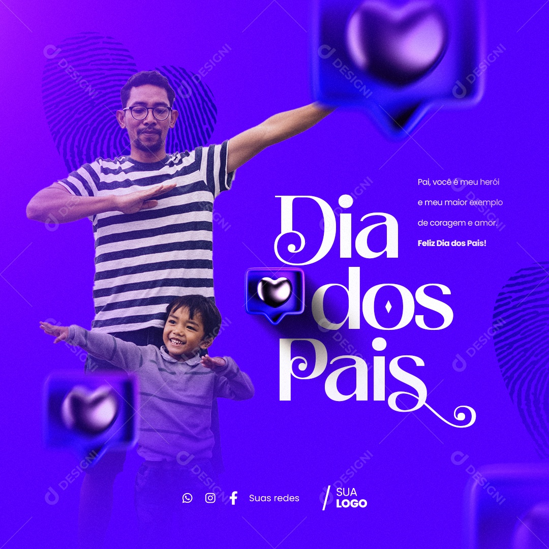 Father's Day You Are My Hero and My Greatest Example of Courage and Love Editable Social Media PSD