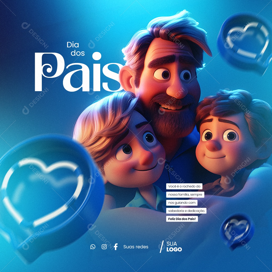 Dia Dos Pais Você é o Rochedo Da Nossa Família Social Media PSD Editável