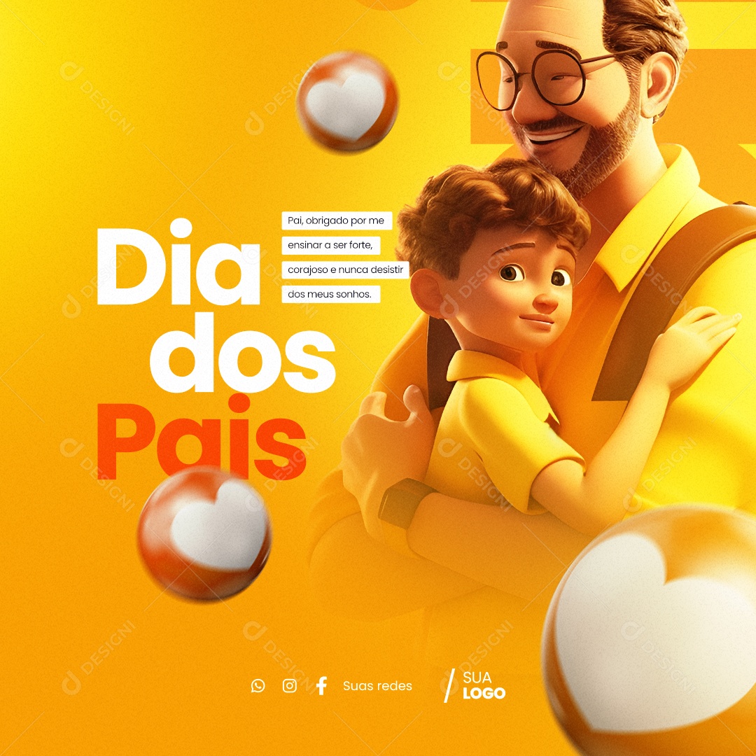 Dia Dos Pais Obrigado Por Me Ensinar A Ser Forte Social Media PSD Editável
