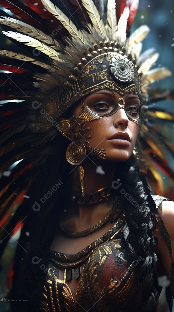 Design de personagens deusa guerreira asteca com mulher bonita