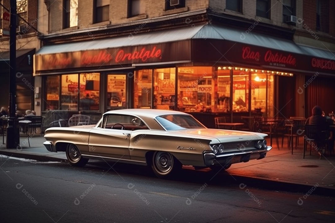 Carro retrô parado na rua